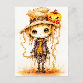 Happy Halloween | Niedliche Kleine Vogelscheuche Postkarte