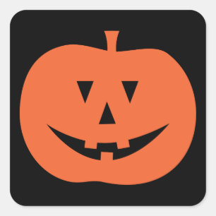 Happy Halloween   NIEDLICHE KÜRBISLATERNE Quadratischer Aufkleber