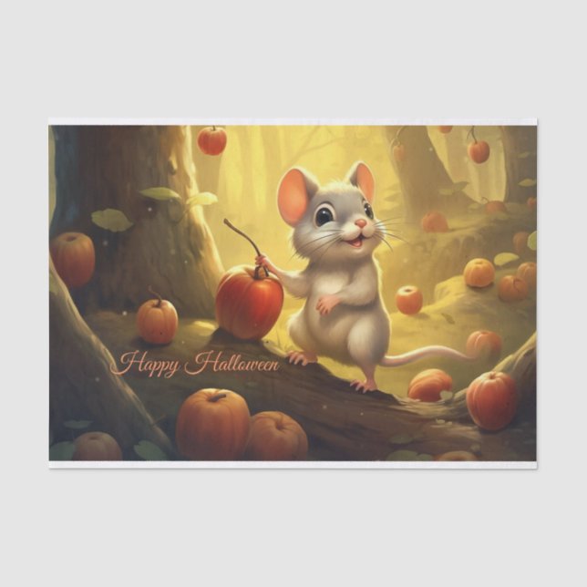 Happy Halloween Niedliche Maus und Pumpkins Seidenpapier (Vorderseite)