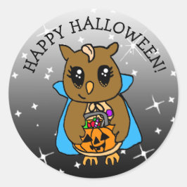 Happy Halloween Niedliche Whimsical Owl mit Candy Runder Aufkleber