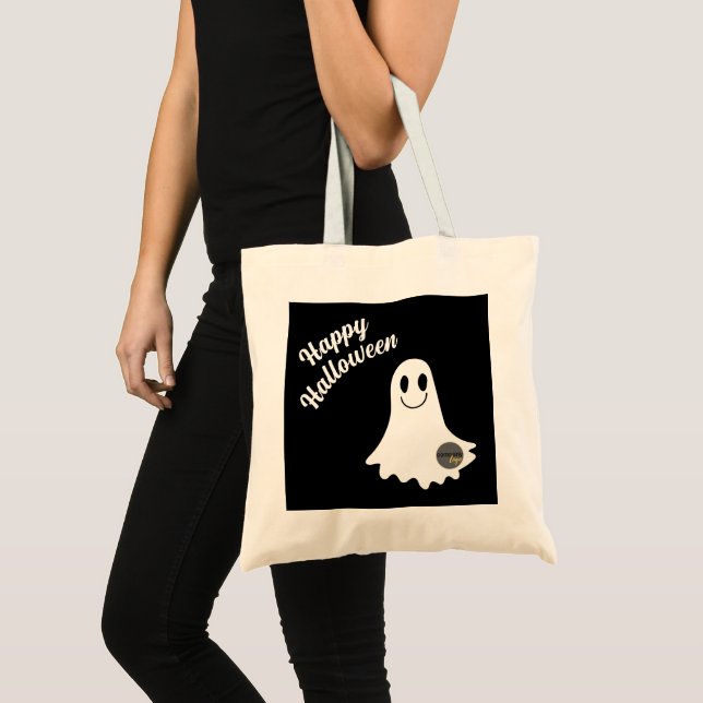 HAPPY HALLOWEEN NIEDLICHEN GHOST HINZUFÜGEN IHR LO TRAGETASCHE (Vorderseite (Produkt))