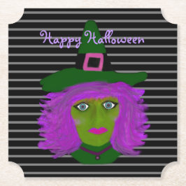 Happy Halloween Niedlichen Hexen Schwarz Lila Untersetzer