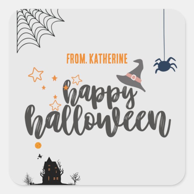 Happy Halloween niedlicher Aufkleber in der Dunkel (Vorderseite)