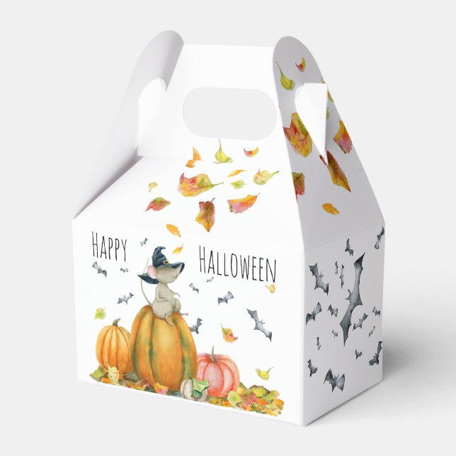 Happy Halloween Niedlicher Cartoon Hexenmäuse Geschenkschachtel (Vorderseite)