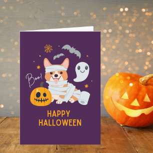 Happy Halloween Niedlicher Mummy Hund Karte