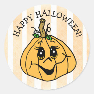Happy Halloween Niedlicher Whimsical Pumpkin Runder Aufkleber