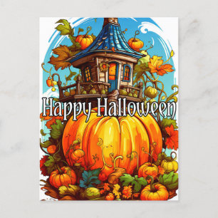 Happy Halloween   Niedliches Spuk Haus Postkarte