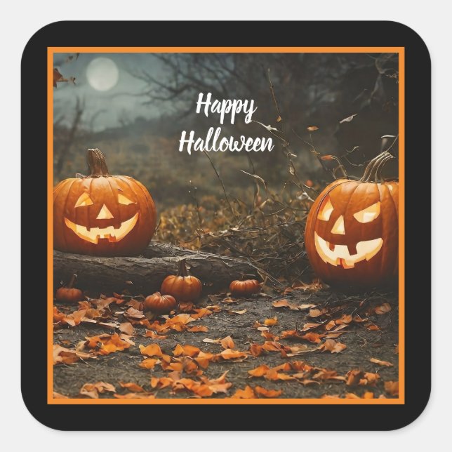 Happy Halloween Night Collection Quadratischer Aufkleber (Vorderseite)