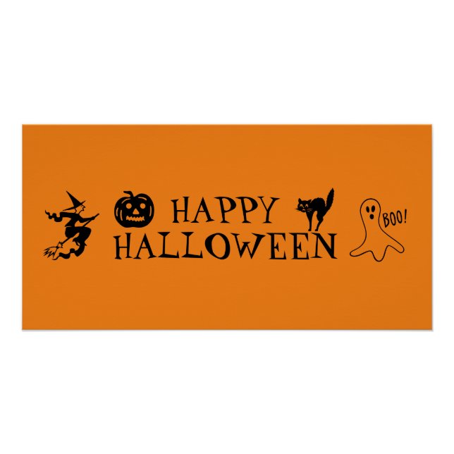 Happy Halloween noir et orange éffrayant Poster (Devant)