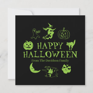 Happy Halloween noir vert carte de nom personnalis