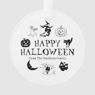 Happy Halloween nom personnalisé noir décoration