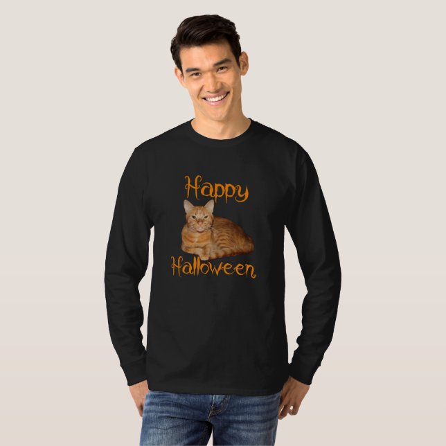 Happy Halloween Non-Beängstigend Orange Tabby Cat T-Shirt (Vorne ganz)
