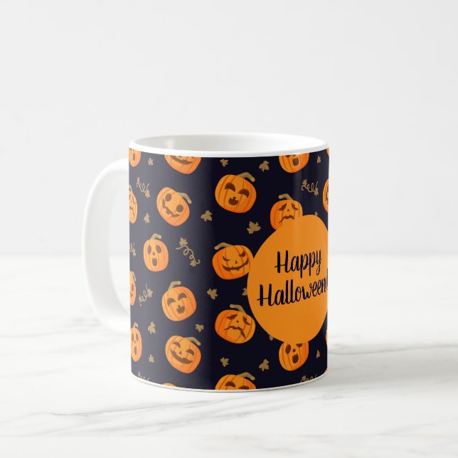 Happy Halloween oder Dein Text Funny Beängstigende Kaffeetasse (Vorderseite Links)