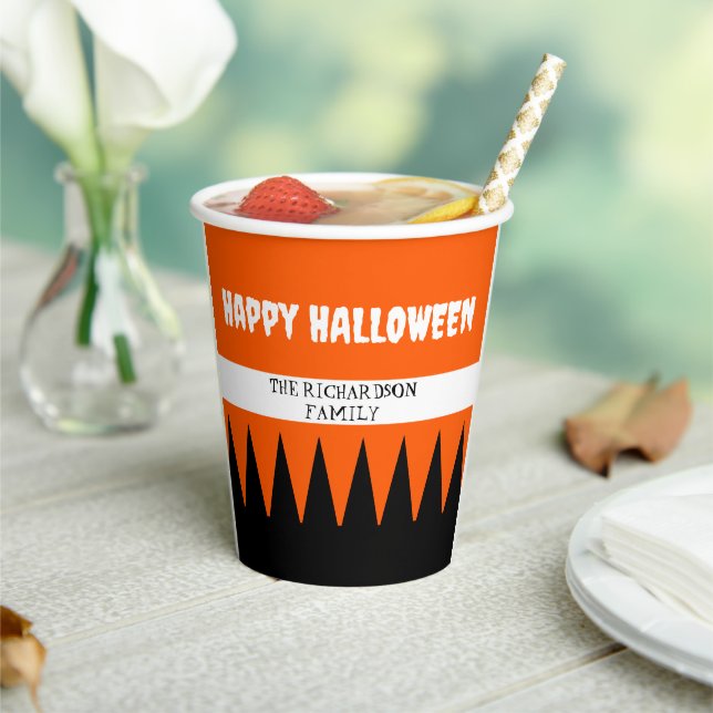 Happy Halloween Orange Black Personalisiert Pappbecher (In Situ)
