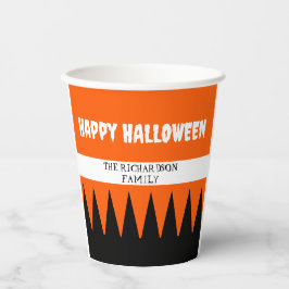 Happy Halloween Orange Black Personalisiert Pappbecher