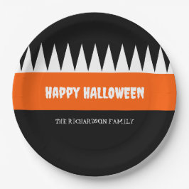 Happy Halloween Orange Black Personalisiert Pappteller