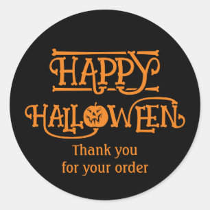 Happy Halloween Orange Black Runder Aufkleber