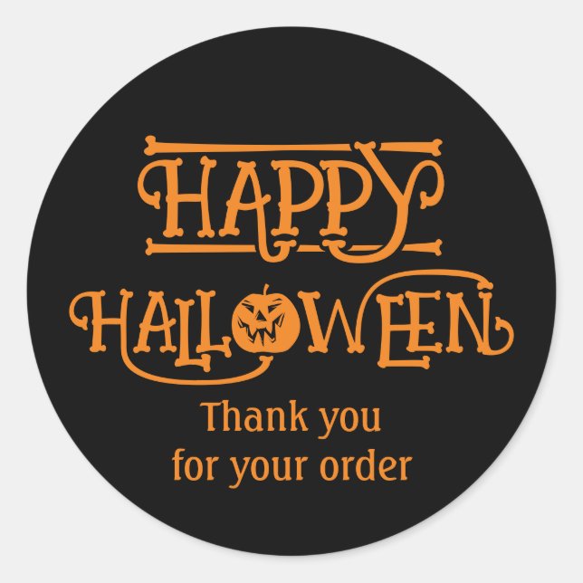 Happy Halloween Orange Black Runder Aufkleber (Vorderseite)