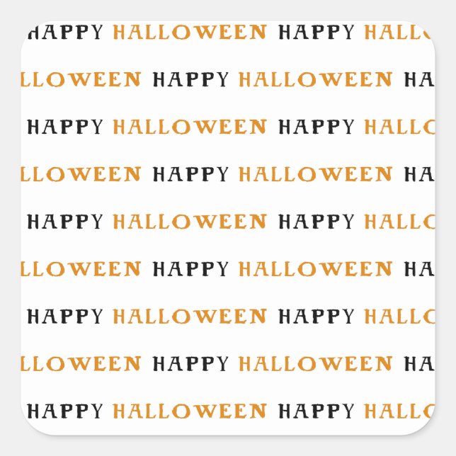 Happy Halloween Orange Black Wording Party Quadratischer Aufkleber (Vorderseite)