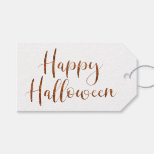 Happy Halloween Orange Glitzer Typografie Geschenkanhänger