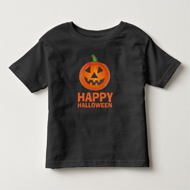 Happy Halloween Orange Jack o' Lantern Pumpkin Kleinkind T-shirt (Vorderseite)