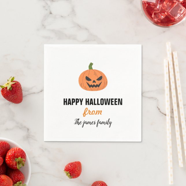 Happy Halloween Orange James O Lantern Pumpkin Serviette (Beispiel)