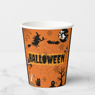 HAPPY HALLOWEEN(ORANGE) PAPIER CUPS PAPPBECHER