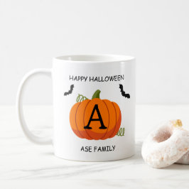 Happy Halloween Orange Pumpkin Custom Initial Kaffeetasse