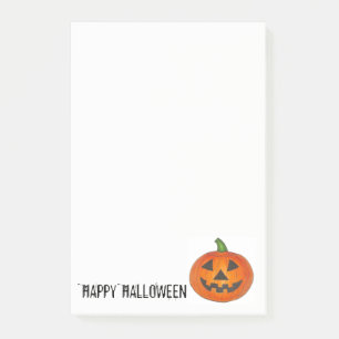 Happy Halloween Orange Pumpkin Jack o' Lantern Post-it Klebezettel