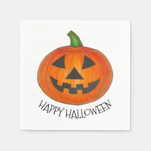 Happy Halloween Orange Pumpkin Jack o' Lantern Serviette
