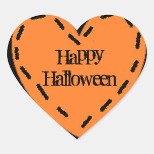 Happy Halloween-Orange und Black Heart Stickers
