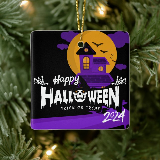 Happy Halloween Ornaments Holiday Accents Party Keramikornament (Baum)