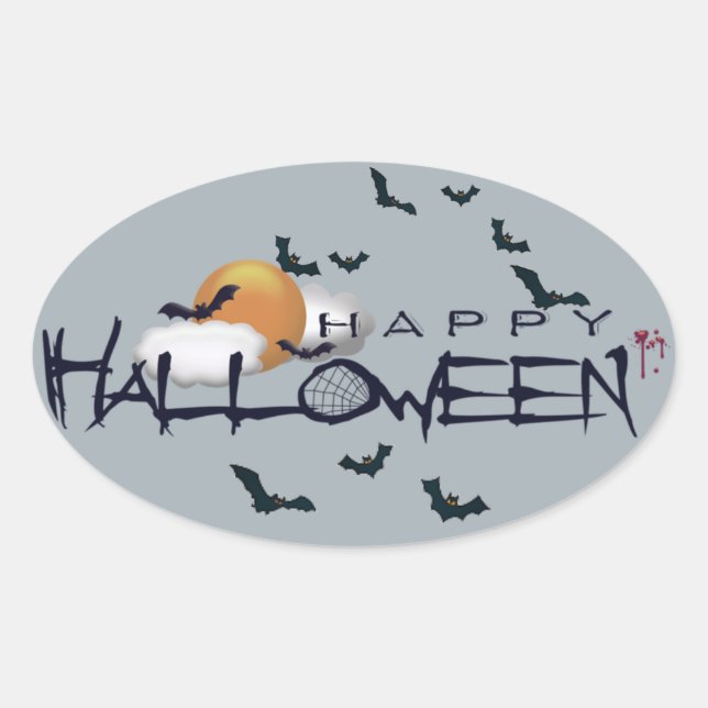 Happy Halloween Ovaler Aufkleber (Vorderseite)
