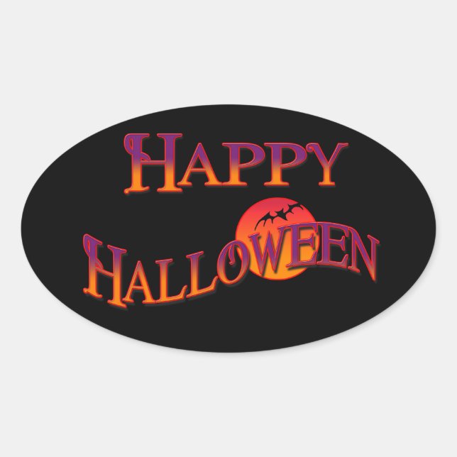 Happy Halloween Ovaler Aufkleber (Vorderseite)