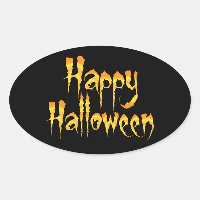 Happy Halloween Ovaler Aufkleber (Vorderseite)