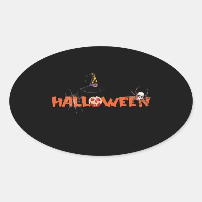 Happy Halloween Ovaler Aufkleber (Vorderseite)