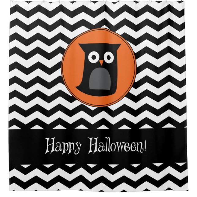 Happy Halloween Owl Duschvorhang (Vorderseite)