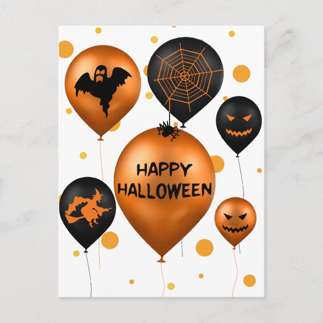 Happy Halloween Party Balloons Feiertagspostkarte (Vorderseite)