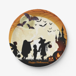 Happy Halloween Party Bats Pumpkins Papierplatte Pappteller