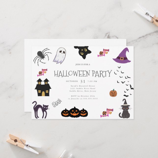 Happy Halloween Party Einladung (Vorderseite/Rückseite Beispiel)