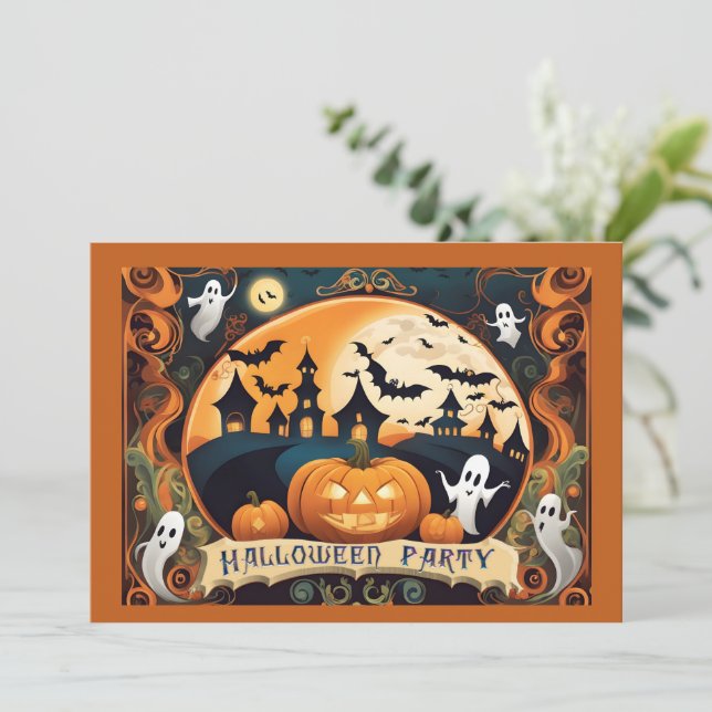 Happy Halloween Party Einladung (Stehend Vorderseite)