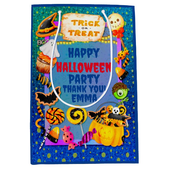 Happy Halloween Party gefüllt mit Trick oder Lecke Mittlere Geschenktüte (Vorderseite)
