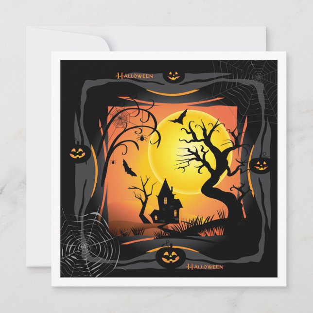 Happy Halloween Party "Leckerei oder Trick" Karte (Vorderseite)