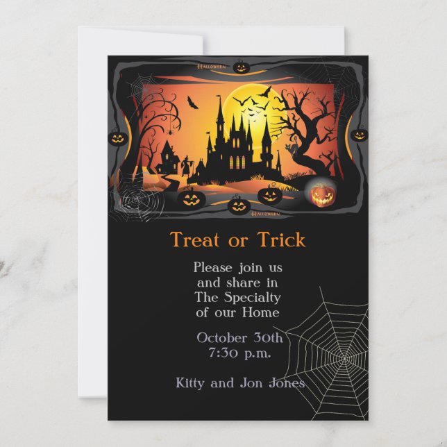 Happy Halloween Party "Leckerei oder Trick" Magisc Einladung (Vorderseite)