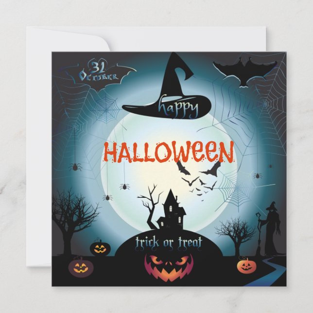 Happy Halloween Party "Leckerei oder Trick" Magisc Einladung (Vorderseite)