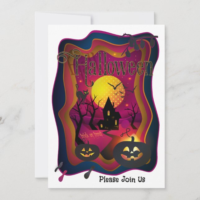 Happy Halloween Party "Leckerei oder Trick" Magisc Einladung (Vorderseite)