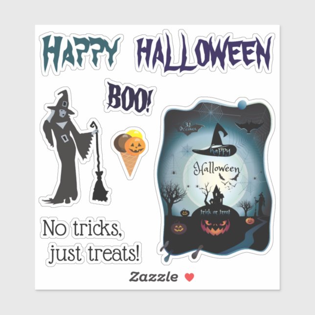 Happy Halloween Party "Leckerei oder Trick" - Tren Aufkleber (Blatt)