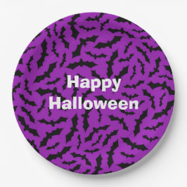 Happy Halloween Party Lila Bat Pappteller