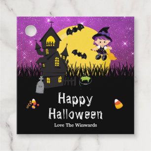 Happy Halloween Party Lila Geschenkanhänger