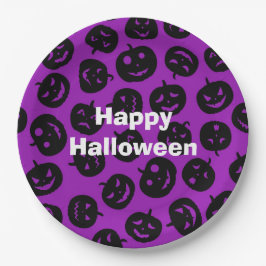 Happy Halloween Party Lila Pumpkin Pappteller